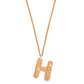 Stylera gold letter H necklace textured H pendant with pearl accents on delicate gold chain