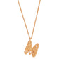 Stylera gold letter M necklace textured beaded pendant with three small pearls on delicate gold chain