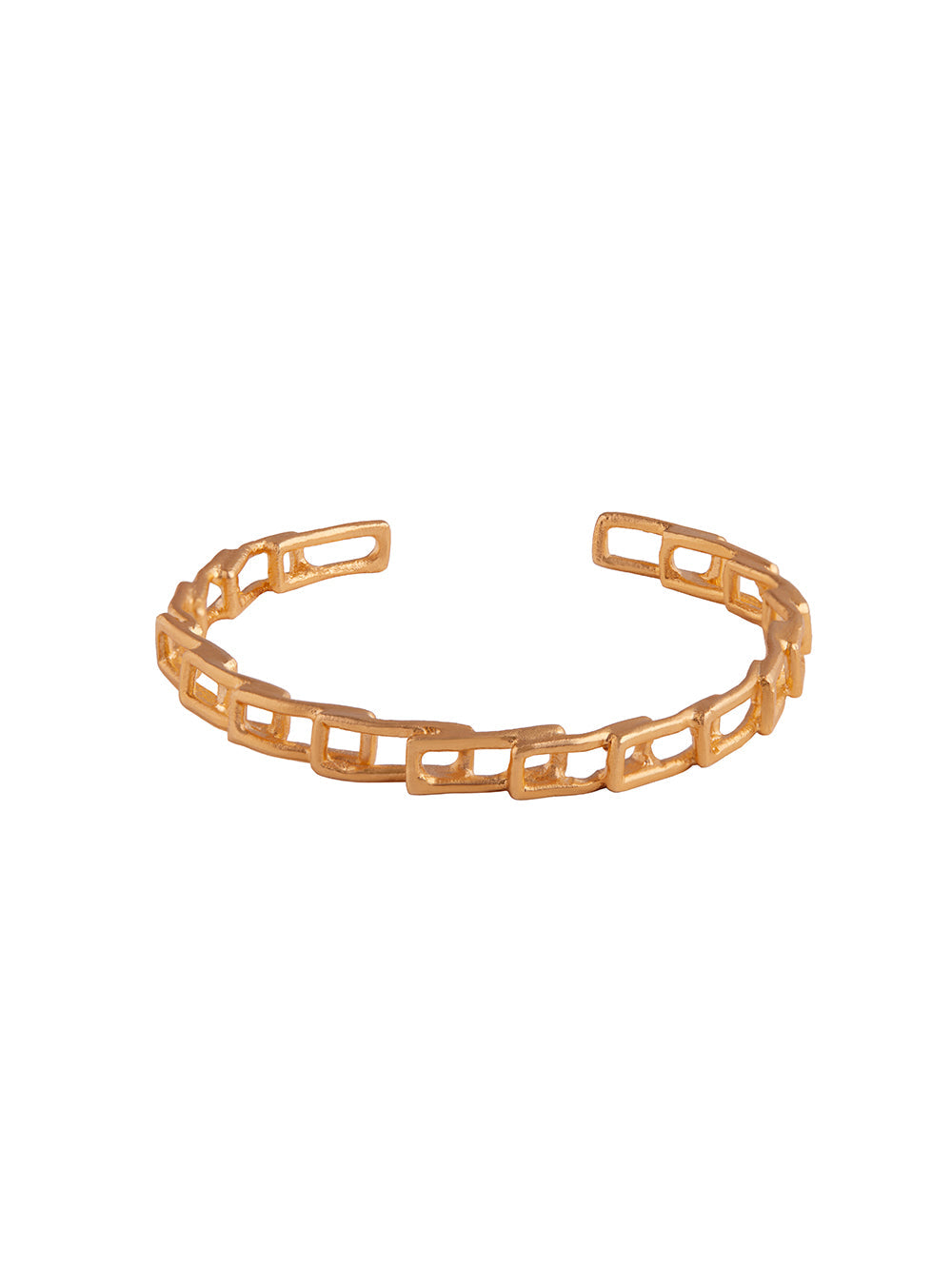 Stylera open cuff gold link bracelet for women with rectangular chain links polished finish