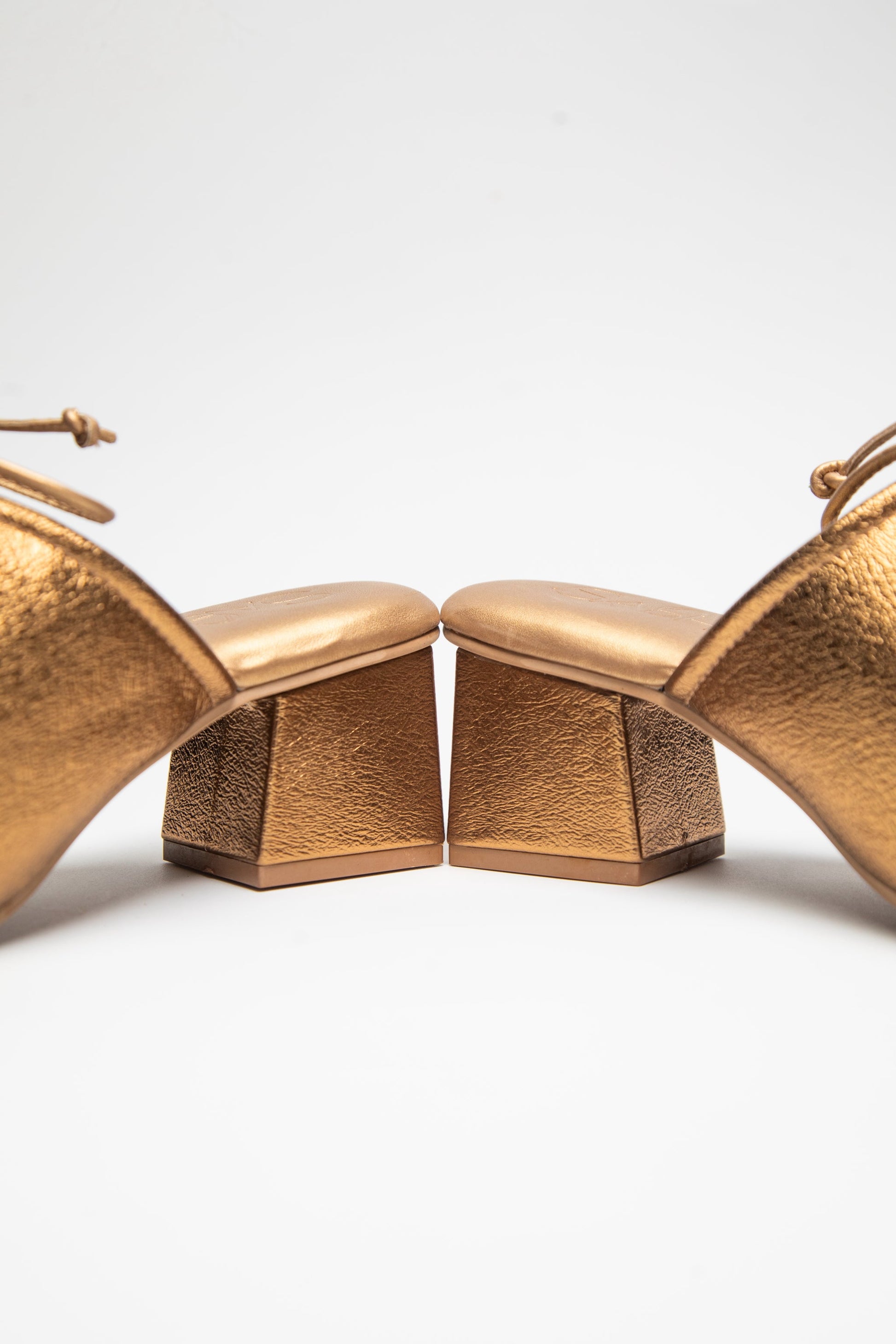 Stylera gold heels featuring trendy slip-on shoes for women with chunky block heels
