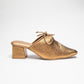Stylera  trendy slip-on shoes for women in metallic gold with block heels and bow detail
