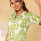 Stylera Green Boho Summer Dress with Short Sleeves and Intricate Print for Casual Outings