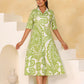 Stylera green boho summer dress with a stylish pattern and a flattering A-Line silhouette