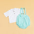 Stylera green gingham baby romper with white top and adjustable straps for infants
