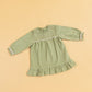 Stylera Green Girls Dress with Smocked Bodice and Ruffled Hem for Stylish Kids