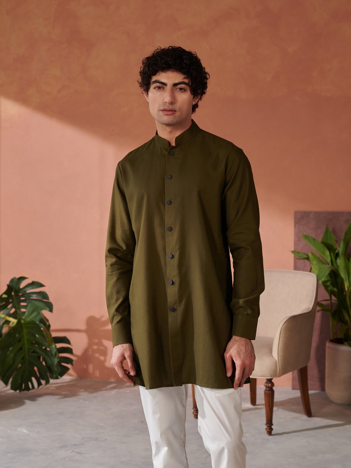 Stylish green Jodhpuri kurta by Stylera with a classic collared design