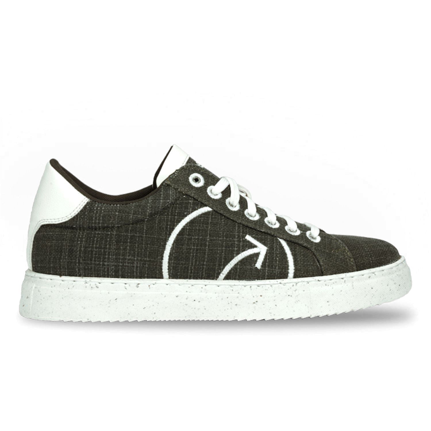 Olive green men's sneakers by Stylera featuring a unique textured design and white sole