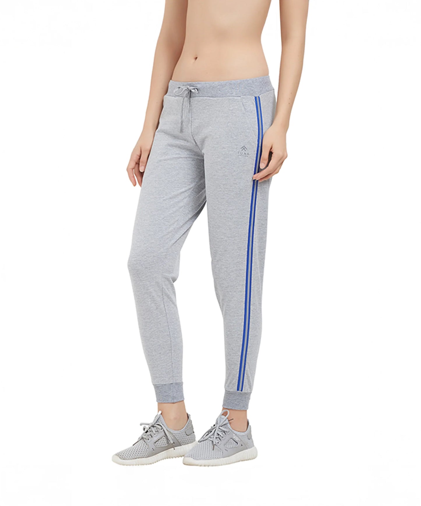 Stylera grey joggers with stripes featuring a comfortable fit and sporty design