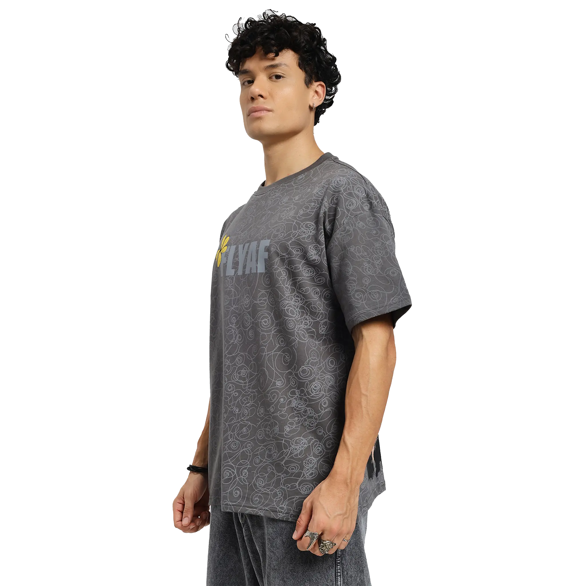 Soul Art Printed Grey T-Shirt FLYAF