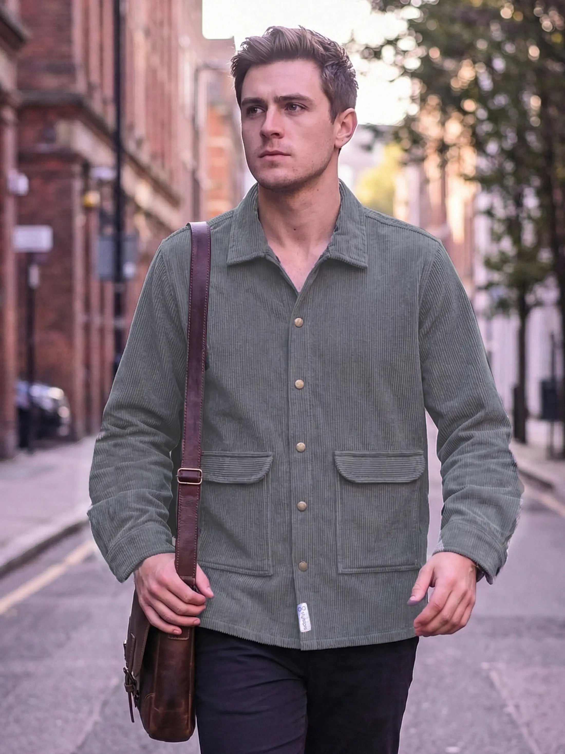 Corduroy Oversized Shacket Light grey Stylstpls