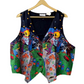 Stylera colorful spooky print halloween themed vest with pumpkins ghosts tombstones and bats