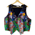 Stylera colorful spooky print halloween themed vest with pumpkins ghosts tombstones and bats