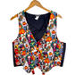 Stylera Halloween costume vest for adults colorful novelty V neck vest with pumpkins skeletons ghosts and bats