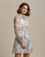 Watercolor  Ruffled Mini Dress