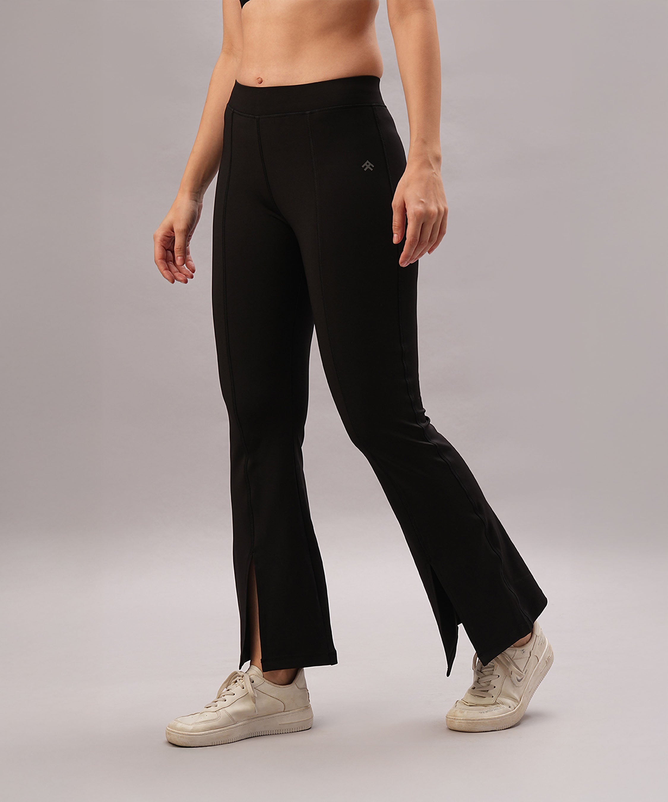 Stylera high waist black leggings for women with stylish slits and comfortable fit