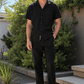 Men’s Black Linen Co-ords set Breathable & Stylish Two-Piece Outfit - Adam Spirit
