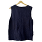 Stylera festive winter sweater vest for women navy knit sleeveless vest back view on hanger for holiday layering