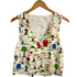 homemade valentines vest featuring Peanuts characters Snoopy and Charlie Brown hearts on cream