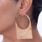 Stylera gold textured geometric hoop earrings worn on ear fashion statement earrings for bold style