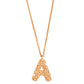 Stylera gold letter A pendant necklace with beaded textured A charm on delicate gold chain