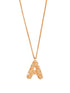 Stylera gold letter A pendant necklace with beaded textured A charm on delicate gold chain