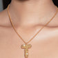 Stylera gold letter T pendant necklace with crystal and pearl embellishments on chain