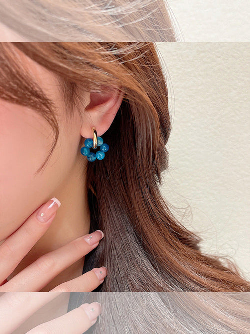 Blue Hue Beaded Hoop Earrings JLT11525 Just Lil Things