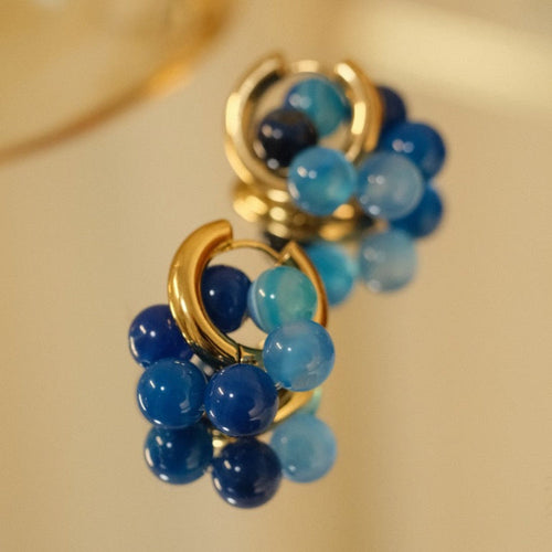 Blue Hue Beaded Hoop Earrings JLT11525 Just Lil Things