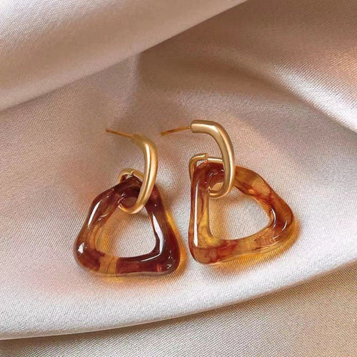 Brown Geometric Pin Earrings JLT11527 Just Lil Things