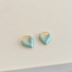 Turquoise Heart Hoop Earrings JLT11727 Just Lil Things