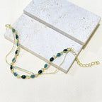 Just Lil Things Artificial Emerald & Grey Dual-Layer| Minimal Elegant Bracelets jltb0260 Just Lil Things