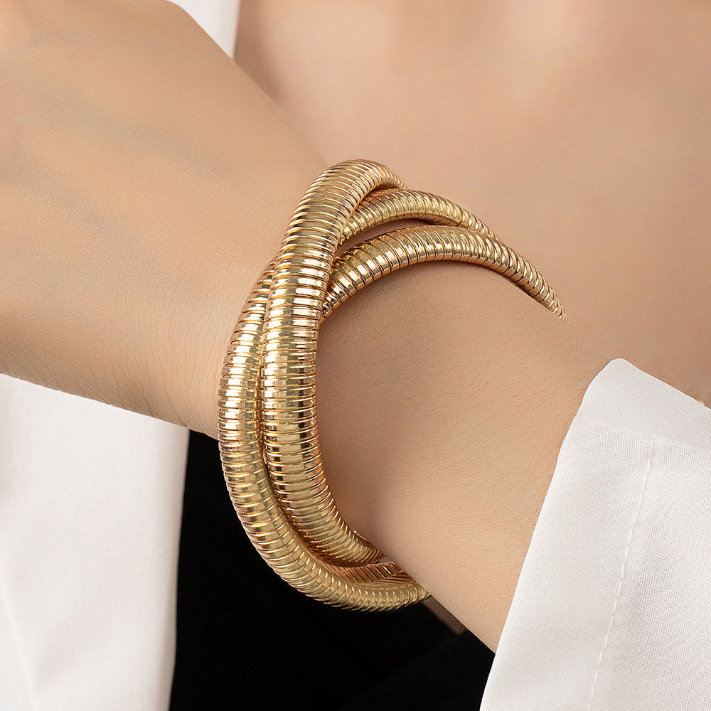 Just Lil Things Artificial Golden Coil Wrap – Flexible Stack Design Bracelets jltb0325
