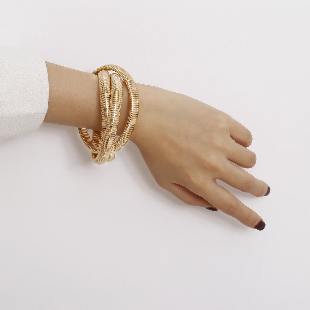 Just Lil Things Artificial Golden Coil Wrap – Flexible Stack Design Bracelets jltb0325