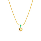 Golden Heart Pendant with Emerald Green Accents Necklace JLTN1263 Just Lil Things