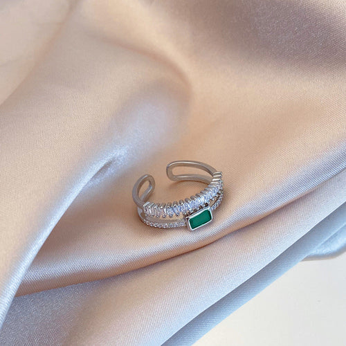 Artificial Silver Emerald Green Stone Adjustable jltr0230 Just Lil Things
