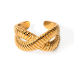 Cross Tubular “X” silhouette Gold-tone Ring JLTR0432 Just Lil Things