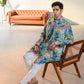 Justina blue floral kurta bandi set featuring vibrant prints and a stylish silhouette for trendy occasions