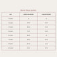Size chart for kids blue denim jacket showing lengths and chest measurements by age group