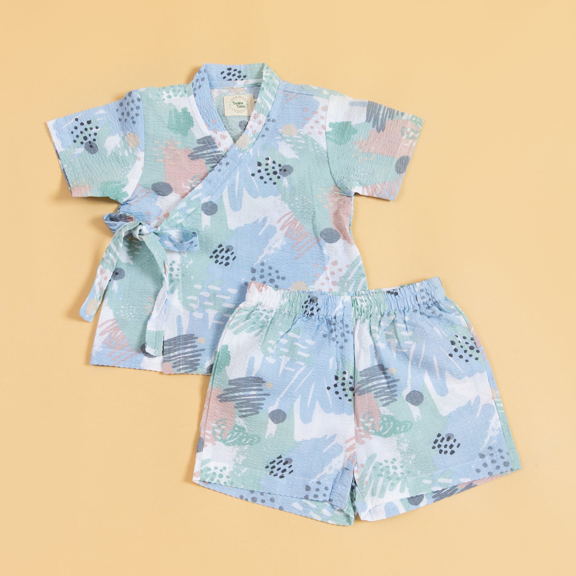Colorful Stylera kimono co-ord set for kids with matching top and shorts