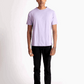 Stylera lavender t-shirt for men paired with black pants and white sneakers
