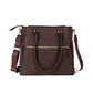 Aspire leather work tote with zipper in brown featuring dual handles and detachable shoulder strap