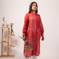 Elegant red lehriya kurta for women with a button-up design, perfect for casual outings