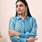 Stylera Lehriya kurta set for women in blue with a stylish design and elegant earrings