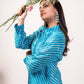Lehriya kurta set for women in blue with elegant design and floral accents