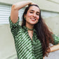 Stylish Stylera's Lehriya kurti for women in green with a button-down design perfect for casual outings