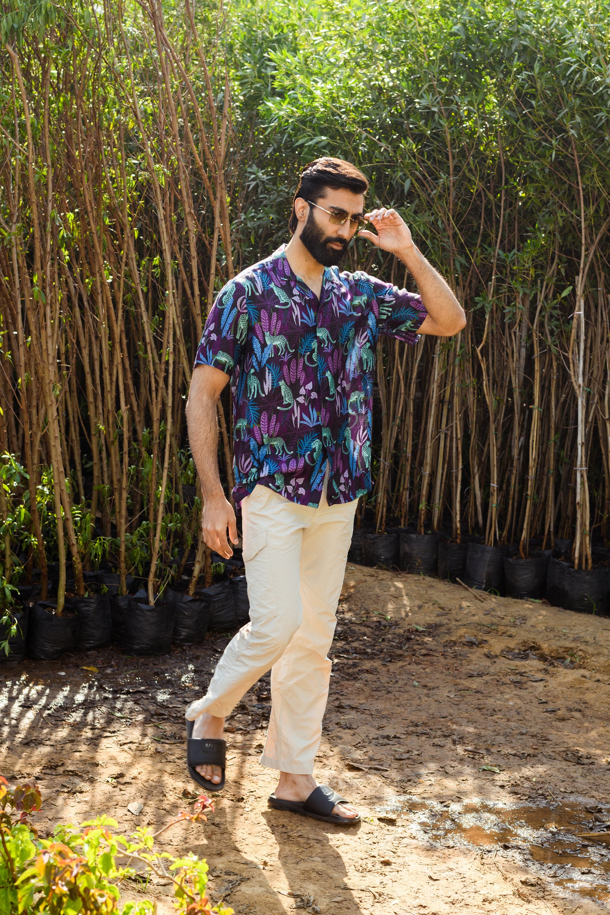 Men's Stylera leopard floral print shirt in vibrant colors, ideal for casual summer outings