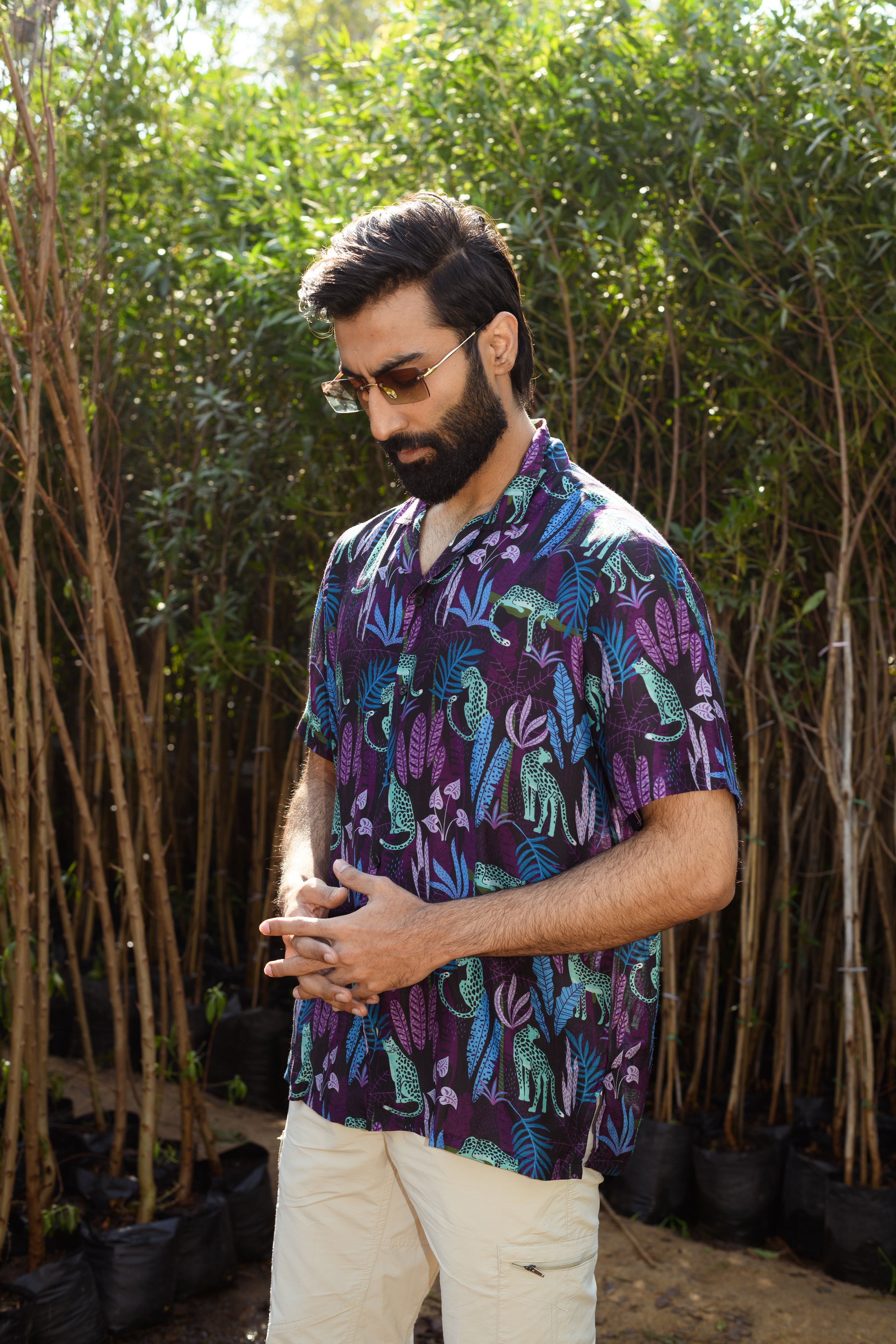 Stylera leopard floral print shirt featuring vibrant colors and a relaxed fit