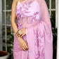 Elegant light pink floral saree with intricate floral embroidery, perfect for festive occasions