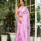 Light pink floral saree with intricate embroidery, perfect for elegant occasions and celebrations