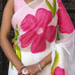 Elegant lightweight party wear chiffon saree with vibrant pink floral design, perfect for festive occasions